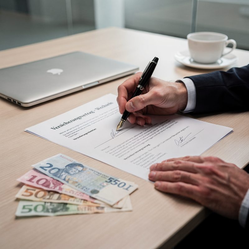 Person füllt Krankenkassenwechsel-Formular aus