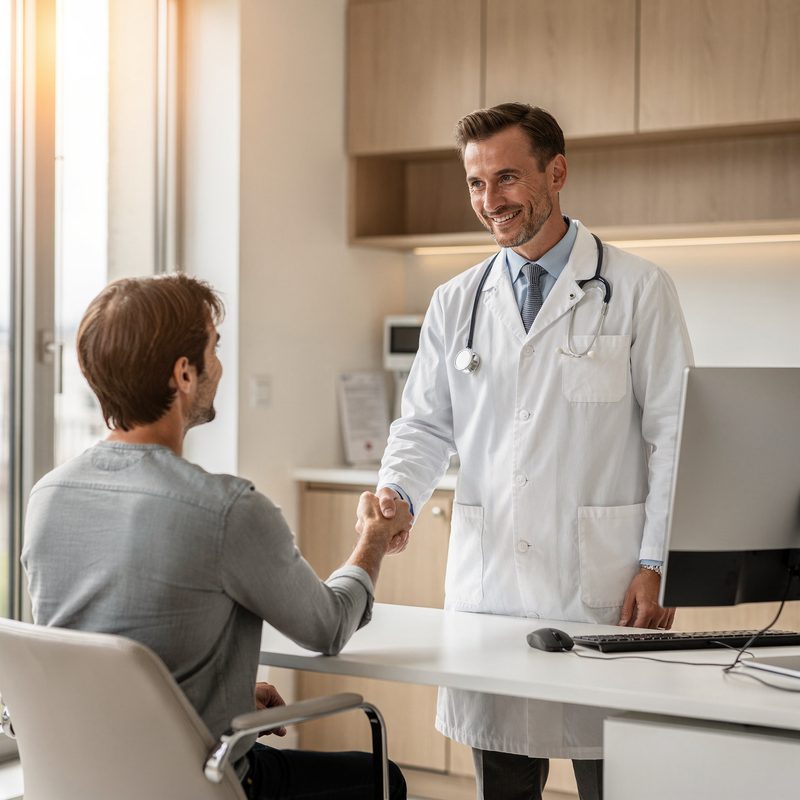 Ärztin berät Patientin in Schweizer Praxis