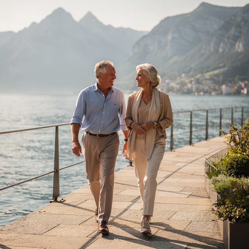 Aktives Seniorenpaar in der Schweiz