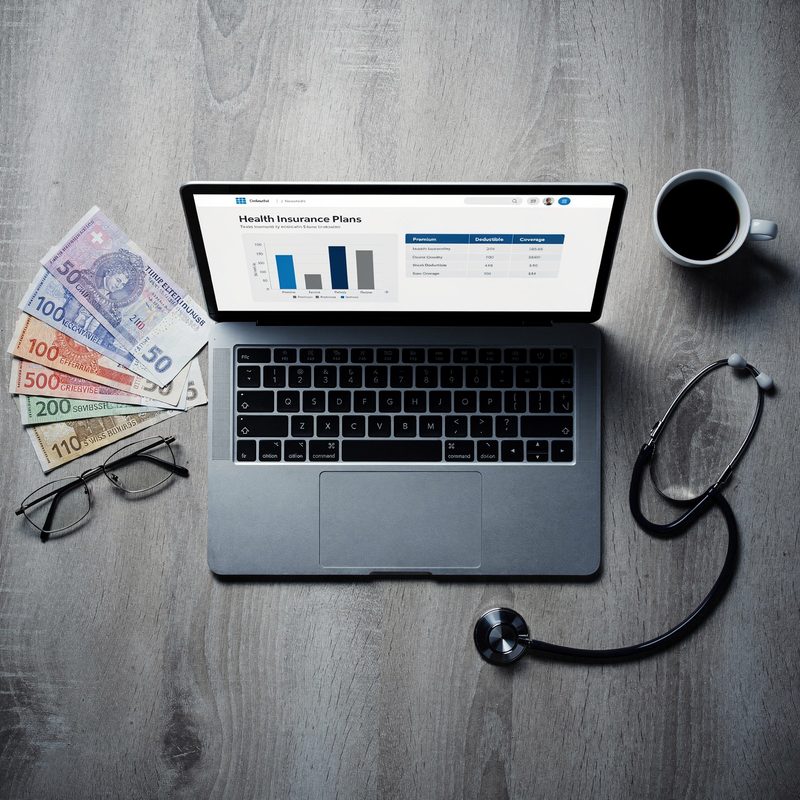 Frau vergleicht Krankenkassen am Laptop